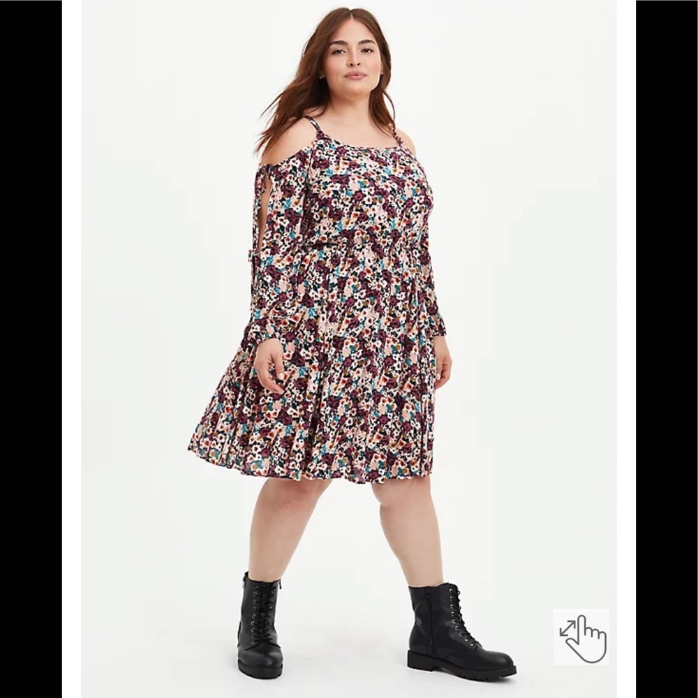 Torrid Gauze Cold Shoulder Floral Dress - Picture 1 of 7
